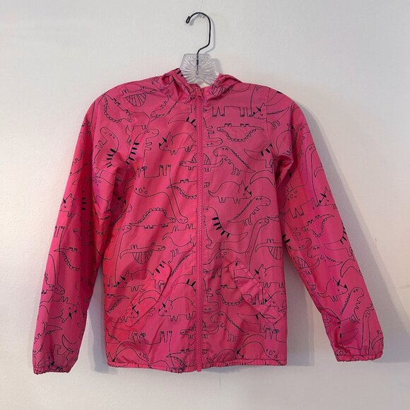 Carter’s Pink Rain Jacket w/ Blue Dinosaur Print Girls 10 - Picture 1 of 6